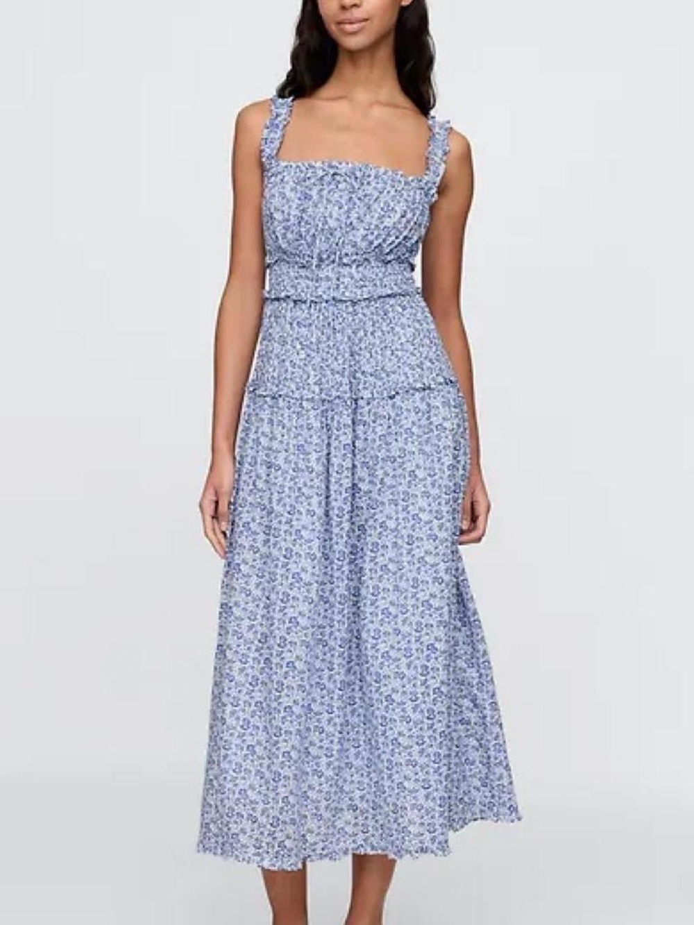 GAP x Doen Blue Floral Smocked Maxi Dress